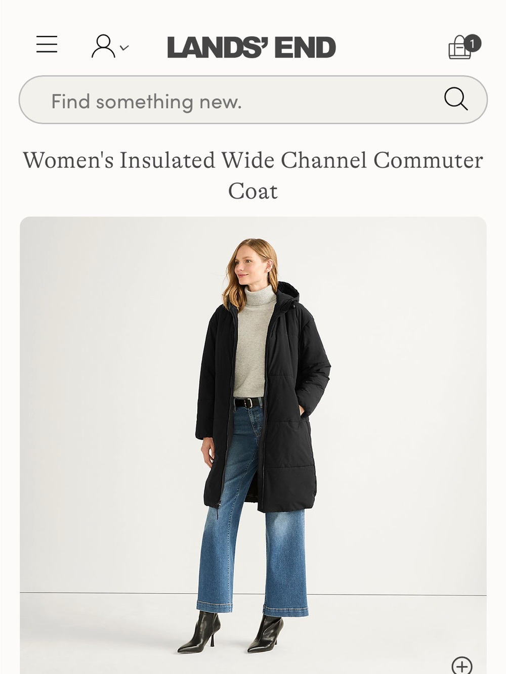Lands’ End Women's Insulated Wide Channel Commuter Coat Women’s Black Medium